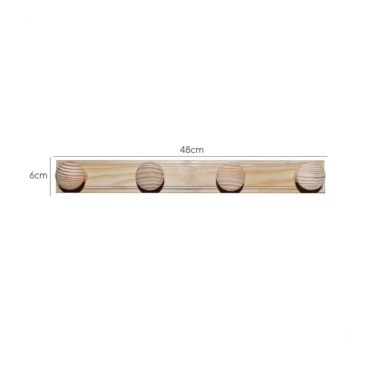 Colgador 4 pomos madera sin barniz 48x9x6 cm (3)