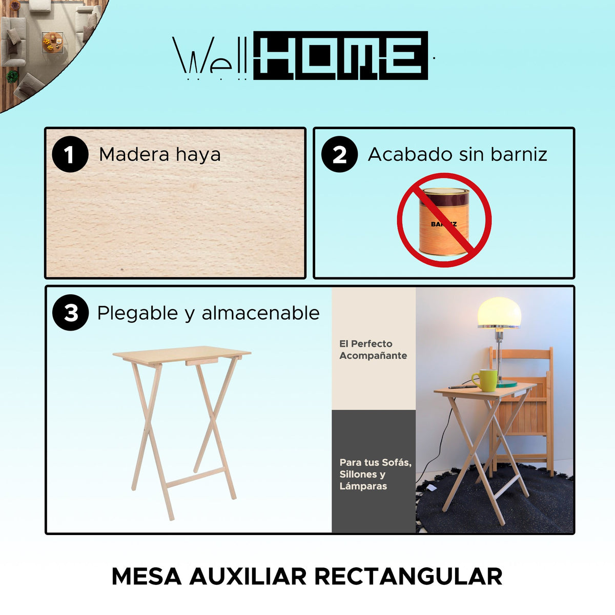Mesita auxiliar rectangular madera sin barniz 48x35x64 cm (2)
