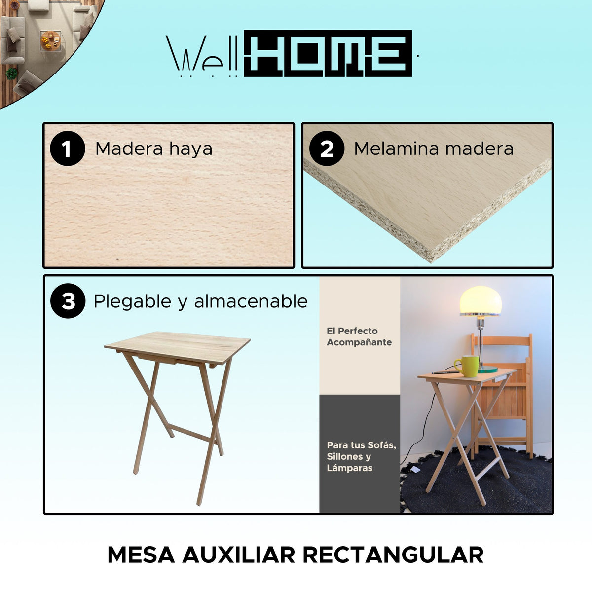 Mesita auxiliar flex haya y melamina marrón 48x35x64 cm (2)