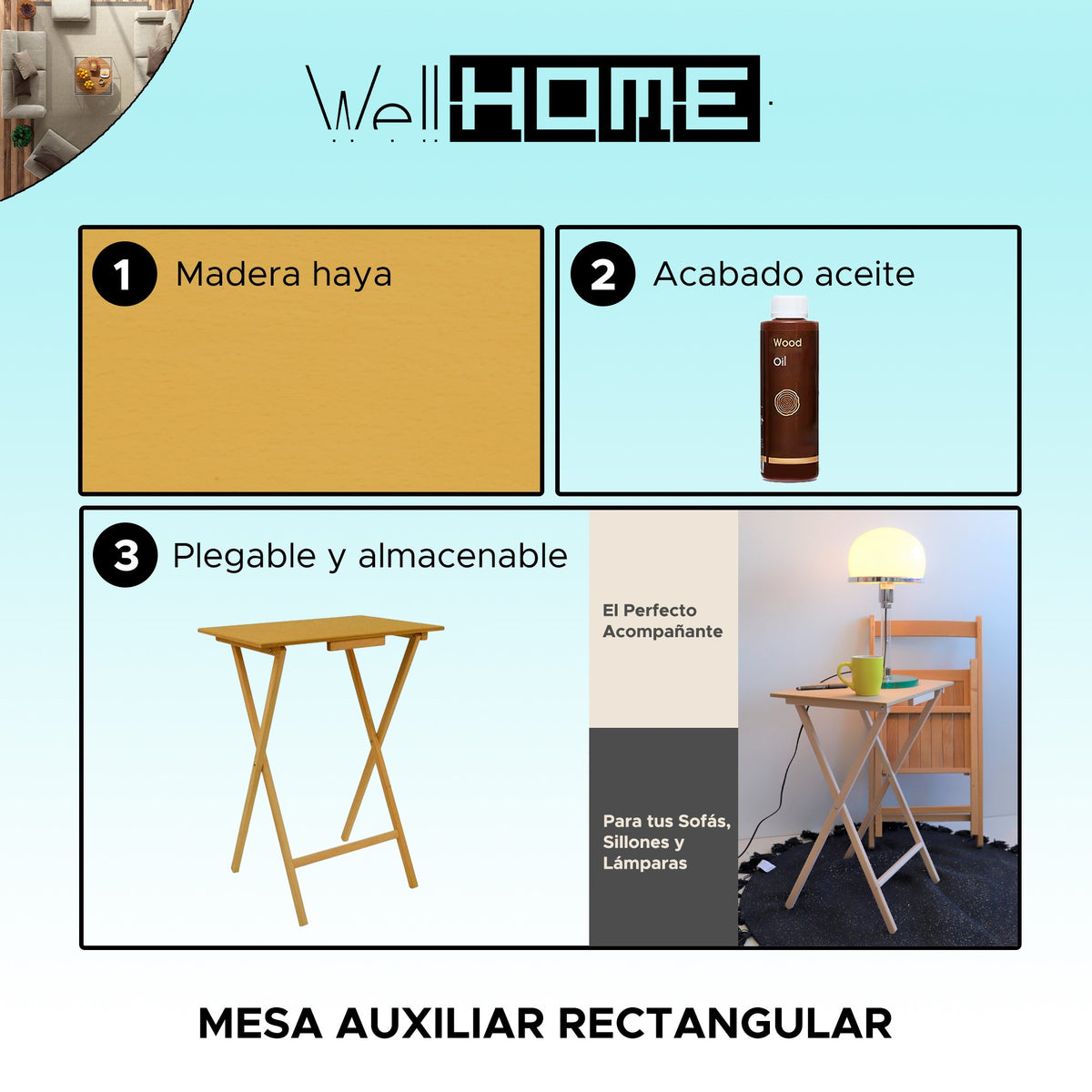 Mesita auxiliar rectangular madera acabado aceite 48x35x64 cm (2)