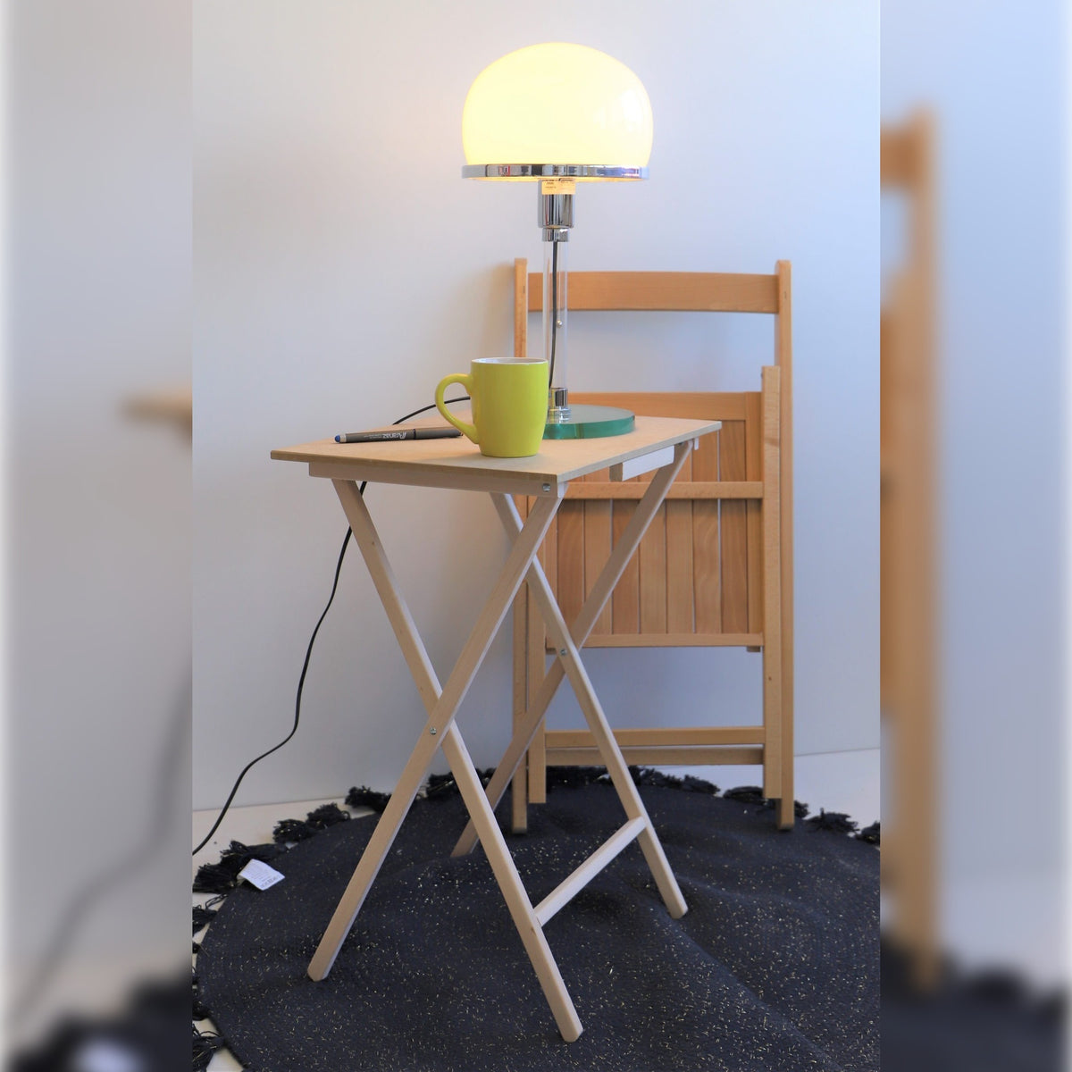 Mesita auxiliar rectangular plegable madera blanco 48x35x64 cm (3)