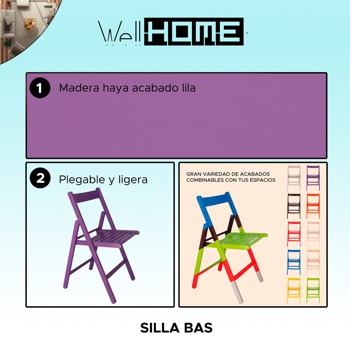 Silla madera de haya lila 43x47x79 cm (2)