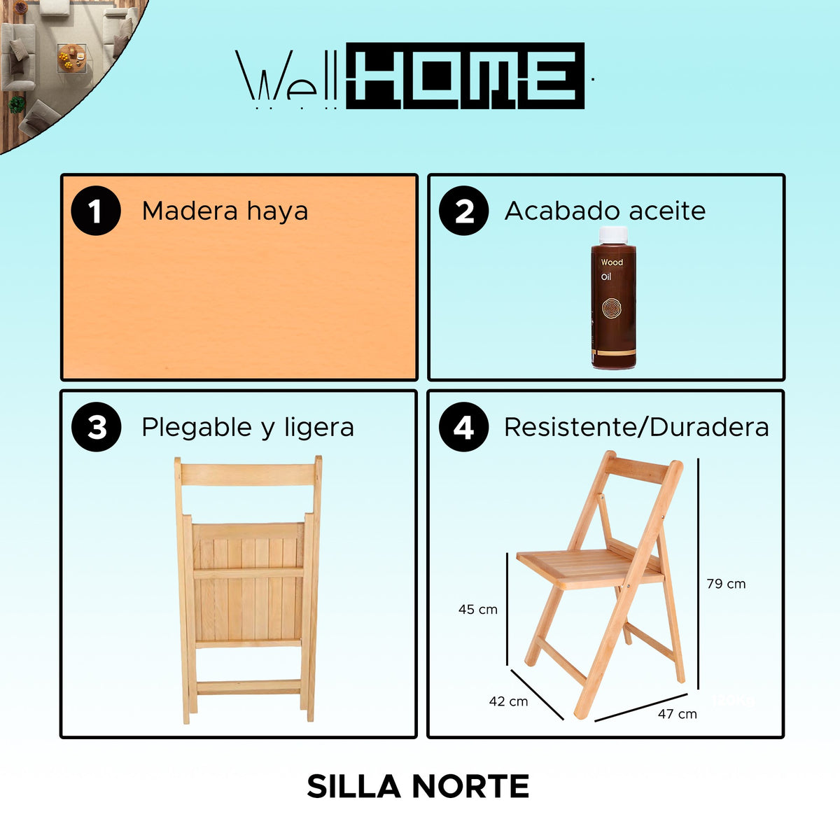 Silla madera de haya acabado aceite 43x47x79 cm (2)