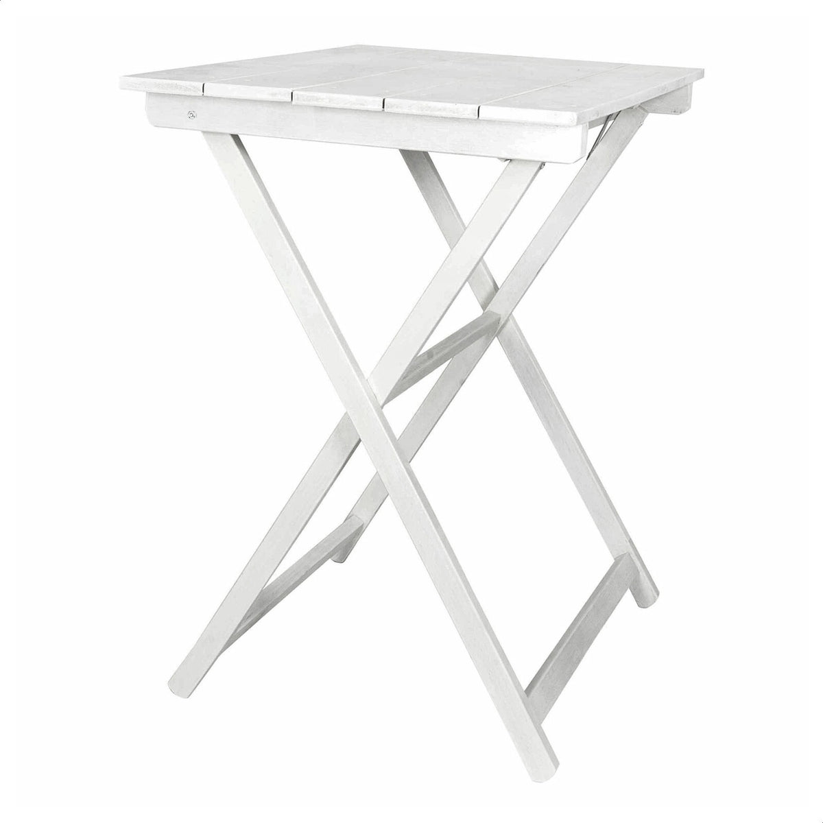 Mesa velador haya plegable acabado blanco 70x50x76cm