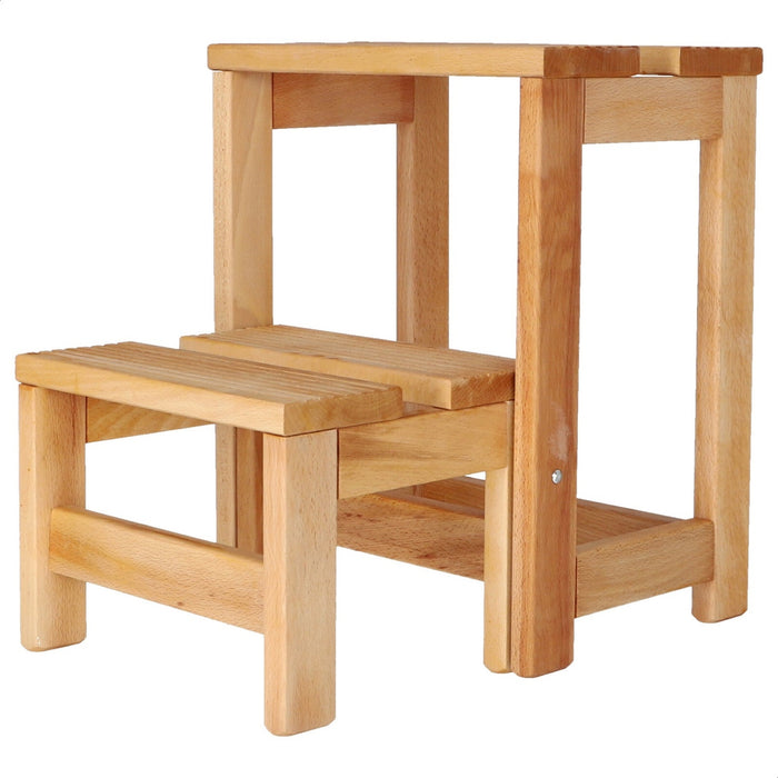 Taburete escalera 2 peldaños madera aceite 32x23x40 cm