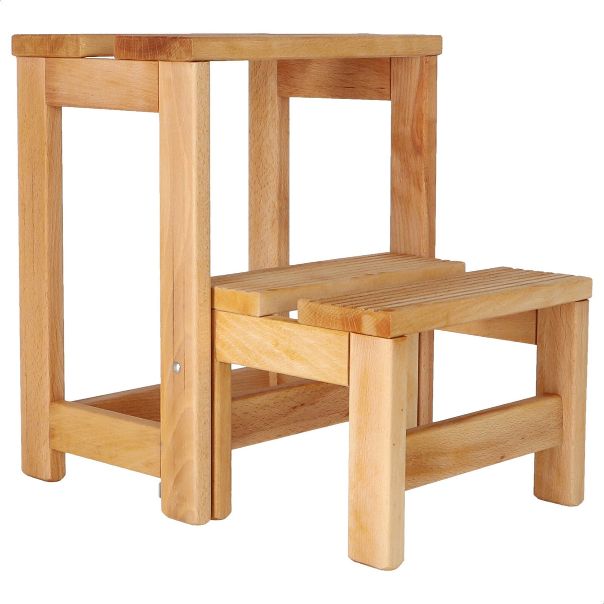 Taburete escalera 2 peldaños madera aceite 32x23x40 cm (3)