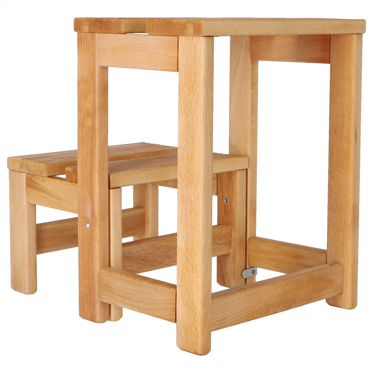 Taburete escalera 2 peldaños madera aceite 32x23x40 cm (4)
