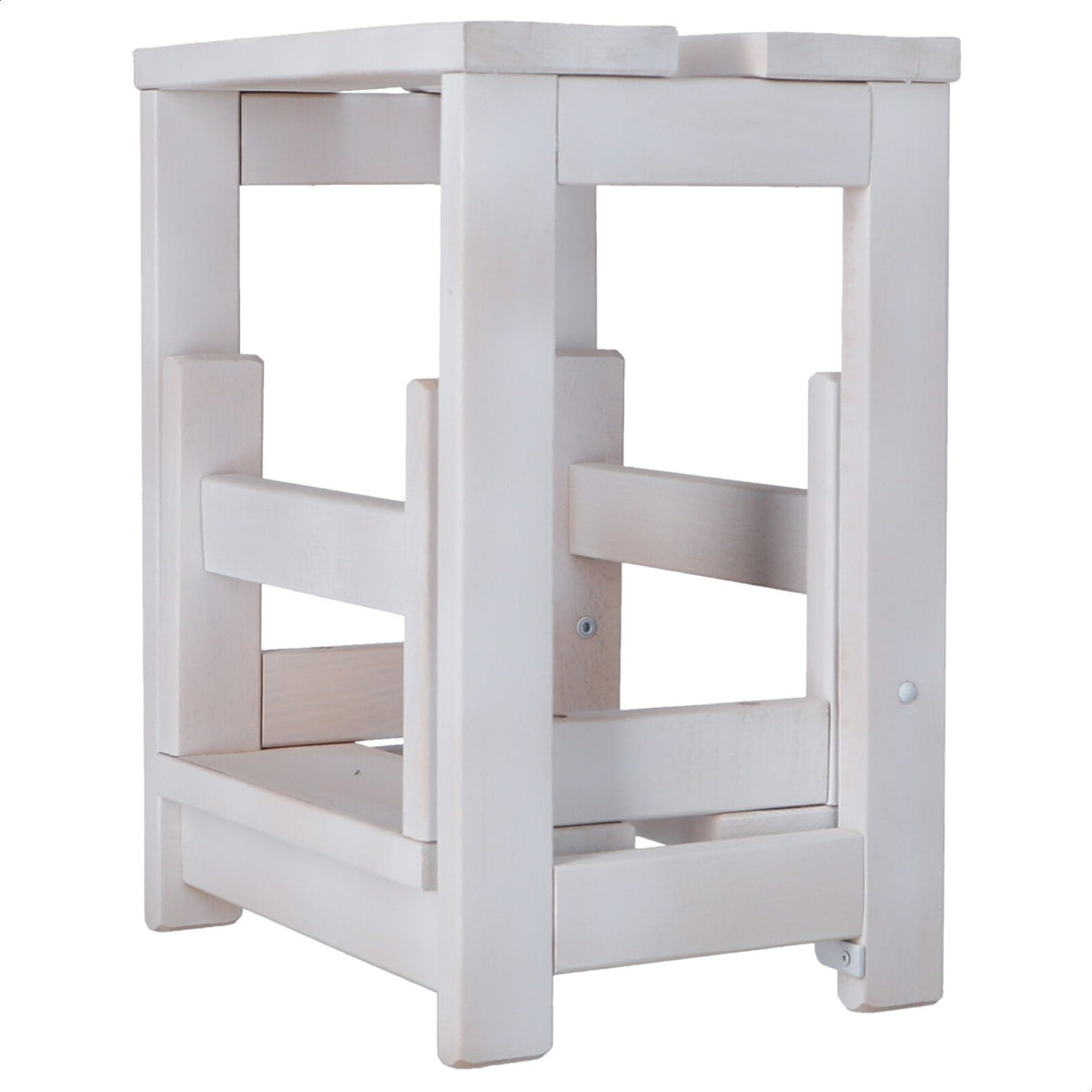 Taburete escalera 2 peldaños madera blanco 32x23x40 cm (5)