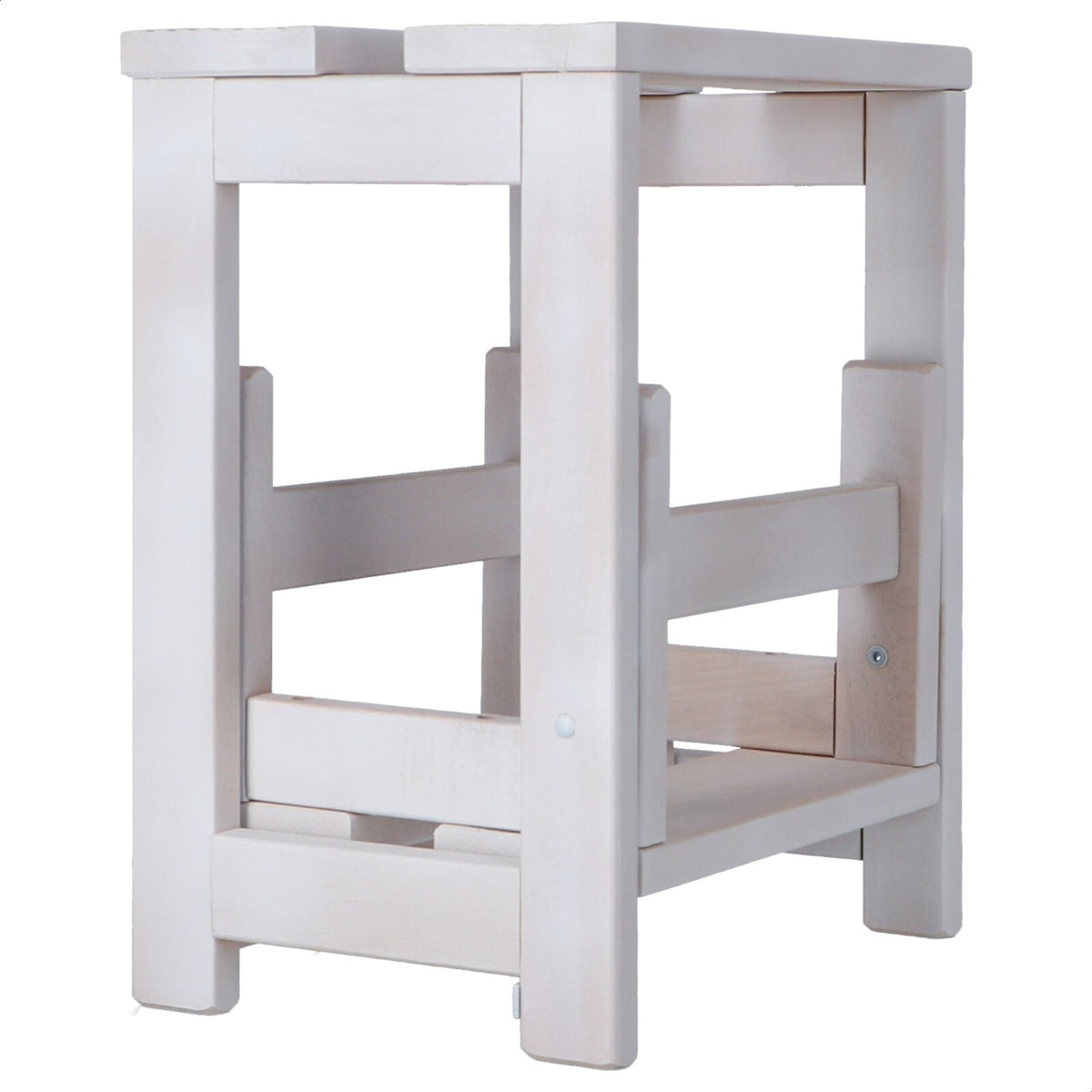 Taburete escalera 2 peldaños madera blanco 32x23x40 cm (6)