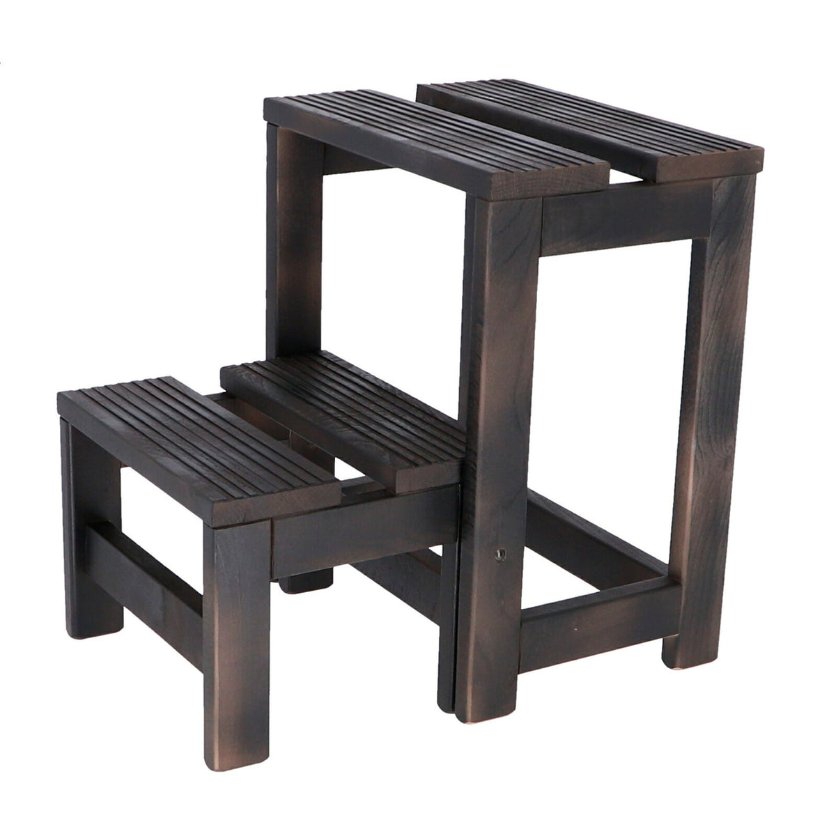 Taburete escalera 2 peldaños madera wengue 32x23x40 cm