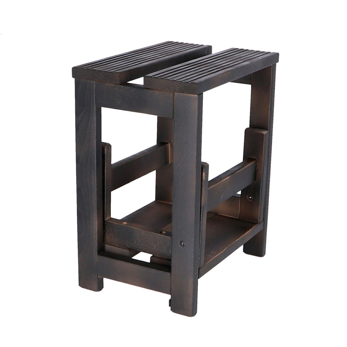 Taburete escalera 2 peldaños madera wengue 32x23x40 cm (3)