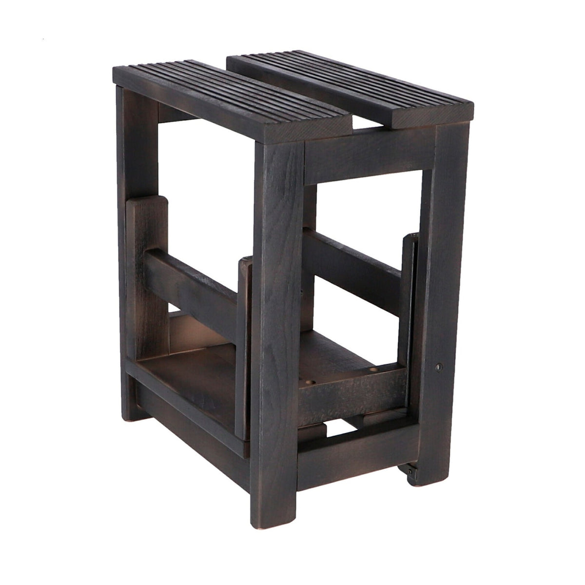 Taburete escalera 2 peldaños madera wengue 32x23x40 cm (4)