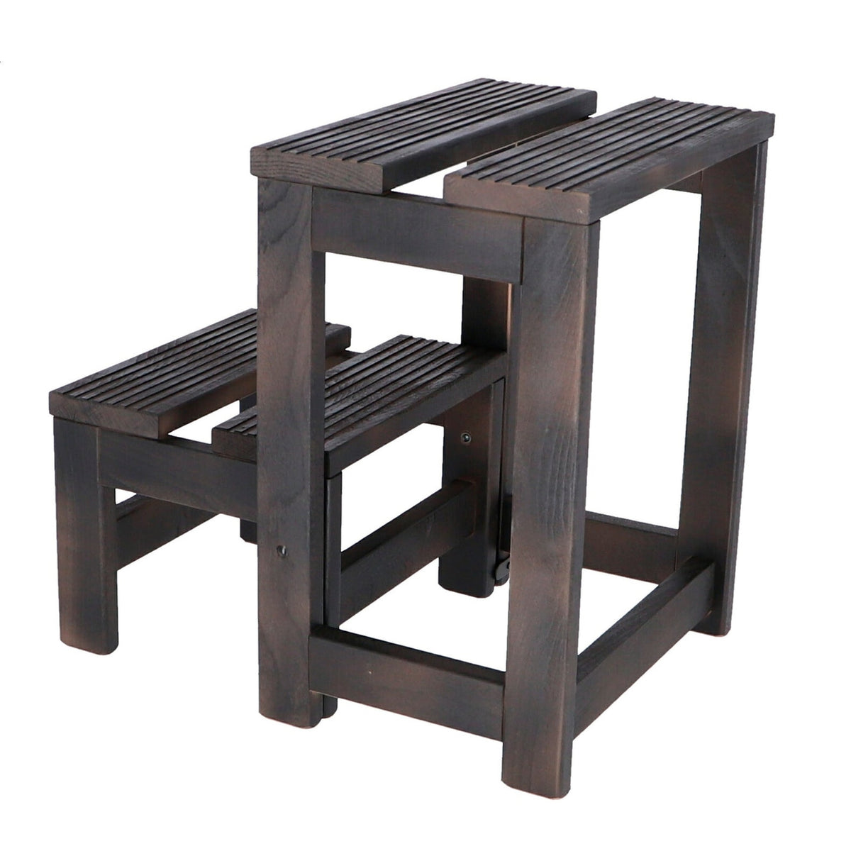 Taburete escalera 2 peldaños madera wengue 32x23x40 cm (5)