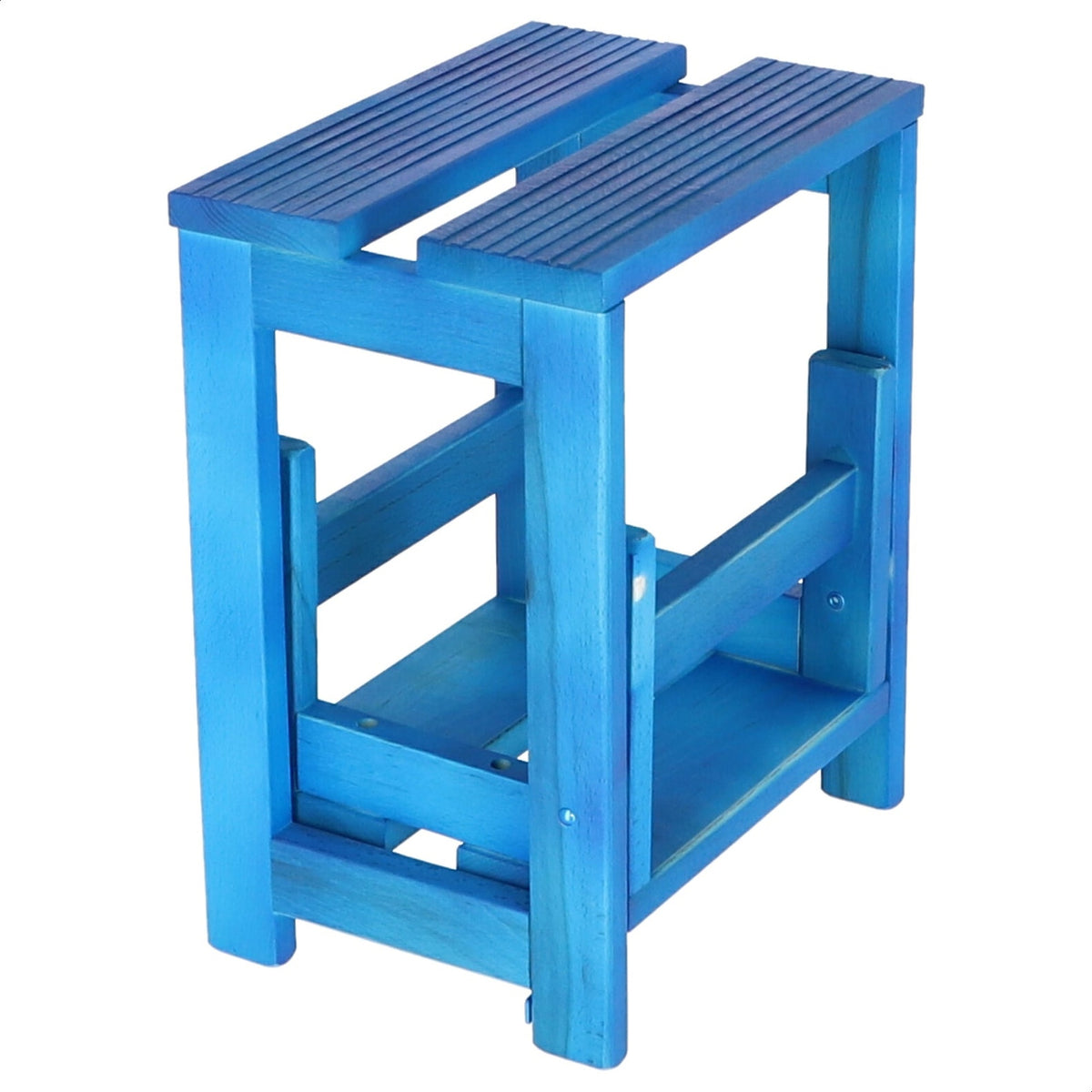 Taburete escalera 2 peldaños madera azul 32x23x40 cm (4)