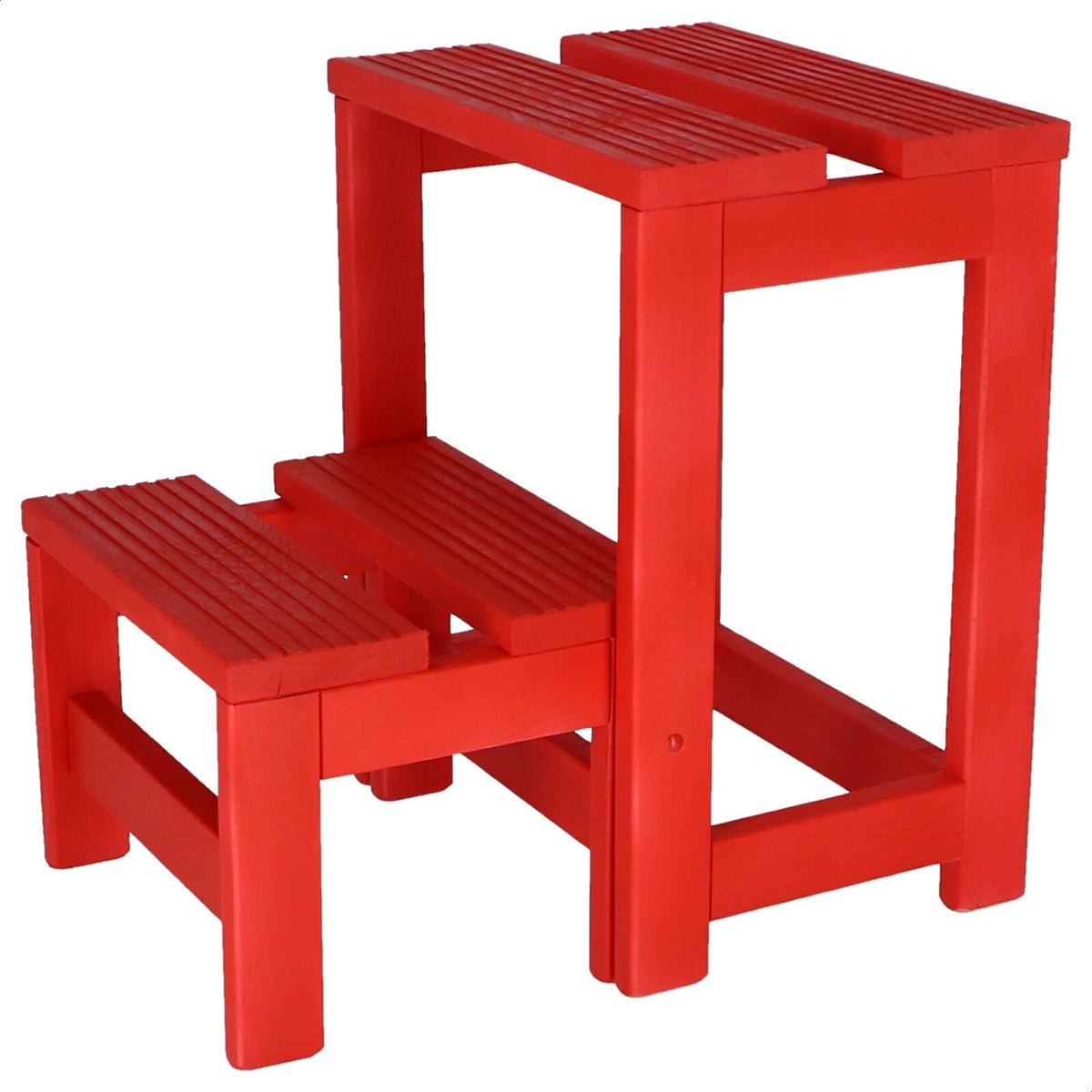 Taburete escalera 2 peldaños madera rojo 32x23x40 cm