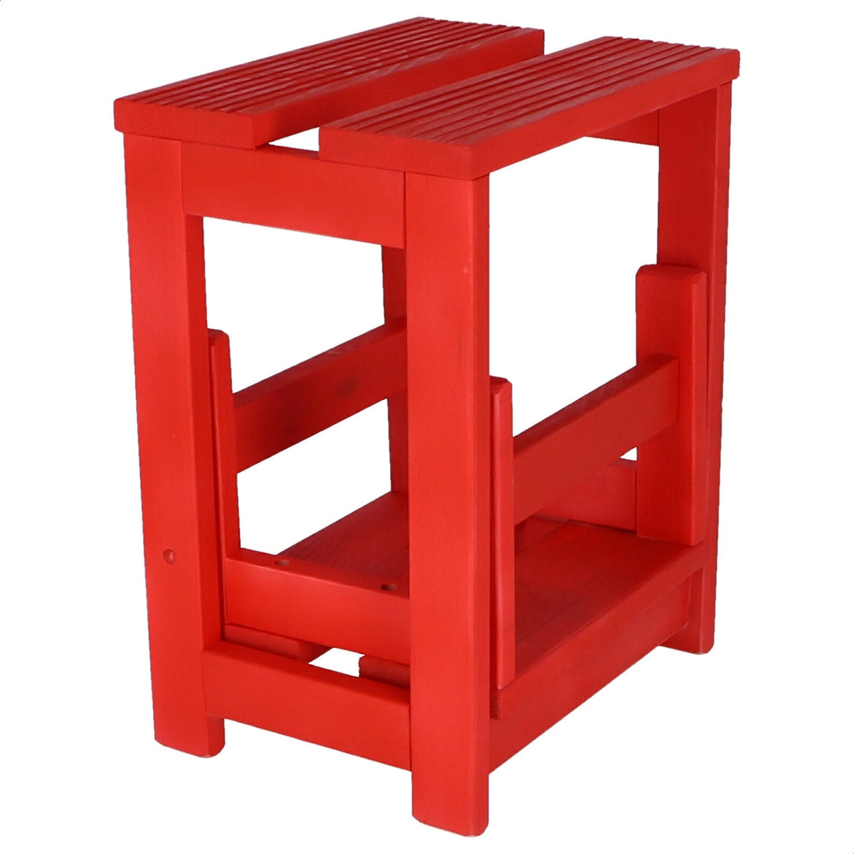 Taburete escalera 2 peldaños madera rojo 32x23x40 cm (3)