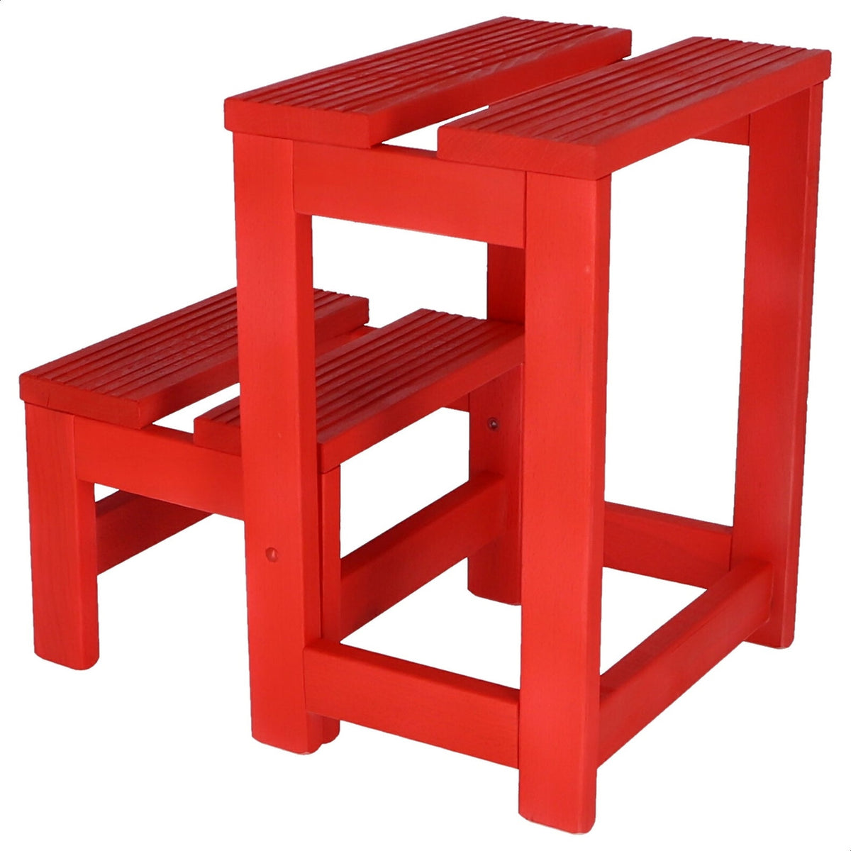 Taburete escalera 2 peldaños madera rojo 32x23x40 cm (5)