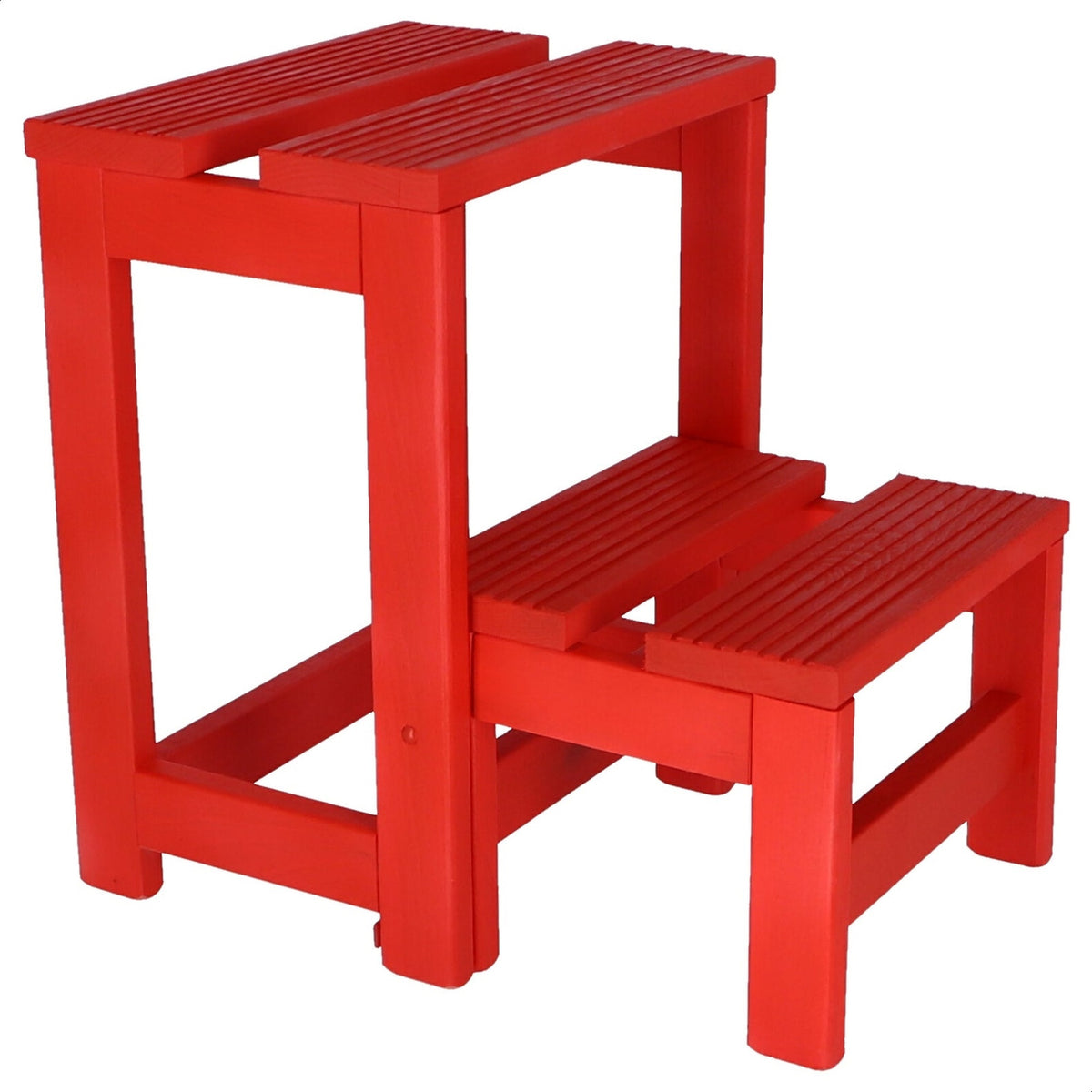 Taburete escalera 2 peldaños madera rojo 32x23x40 cm (6)