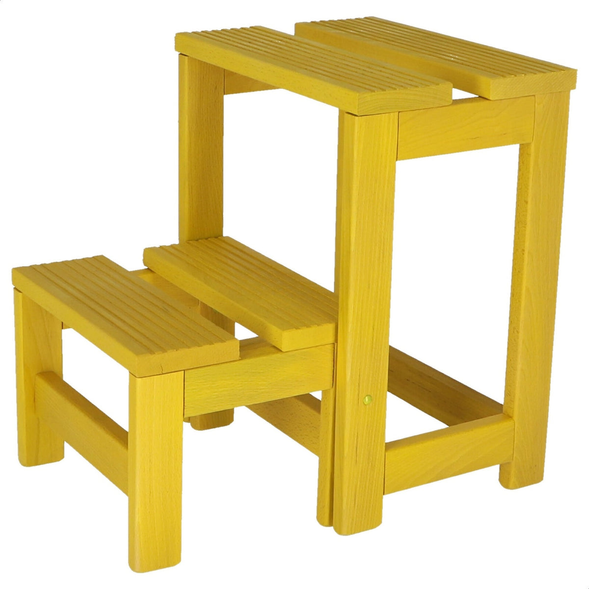 Taburete escalera 2 peldaños madera amarillo 32x23x40 cm