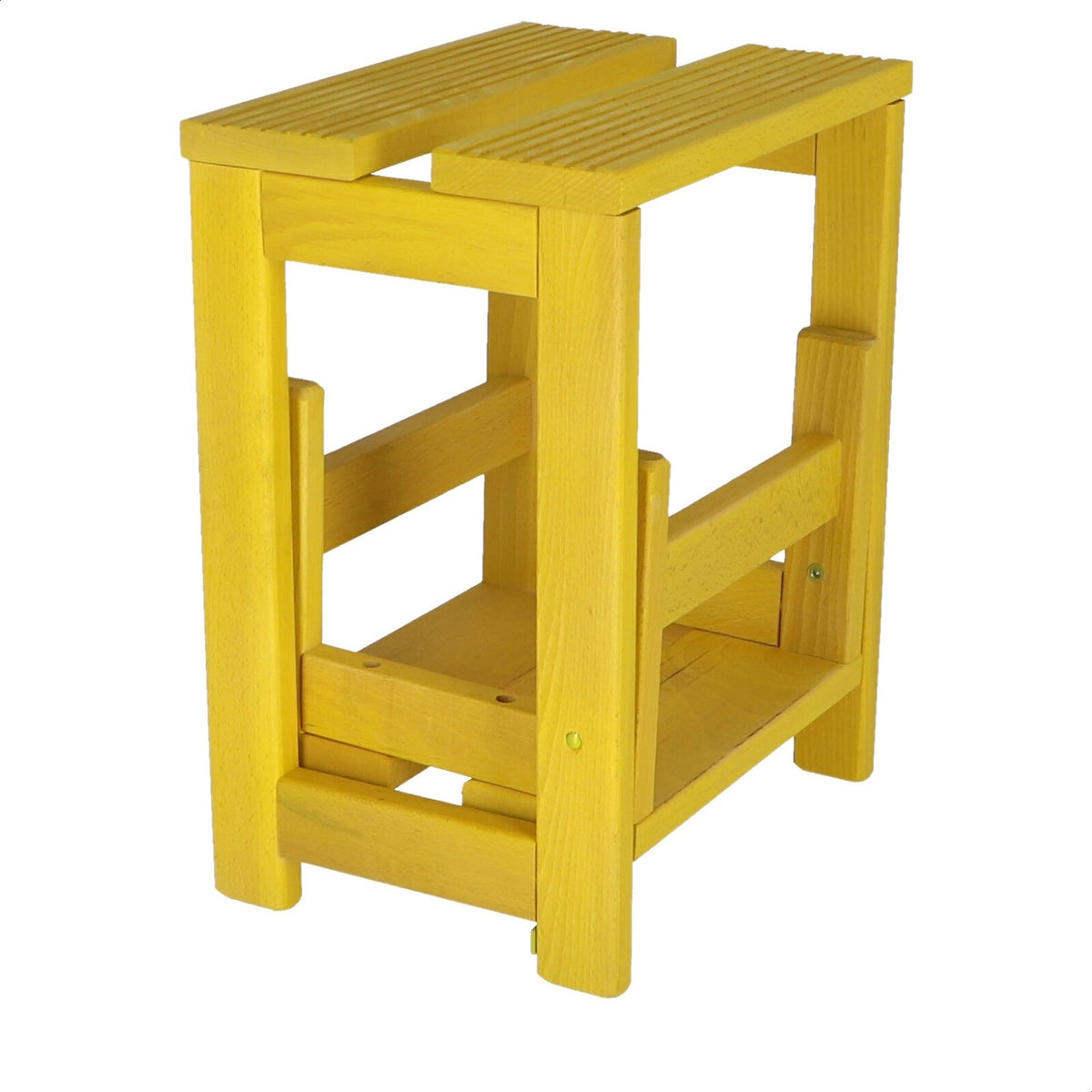 Taburete escalera 2 peldaños madera amarillo 32x23x40 cm (3)