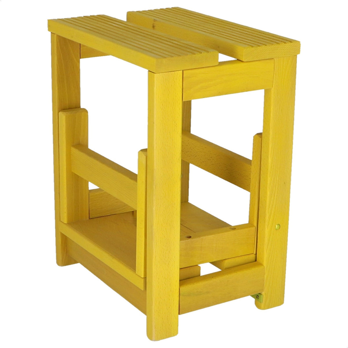 Taburete escalera 2 peldaños madera amarillo 32x23x40 cm (4)
