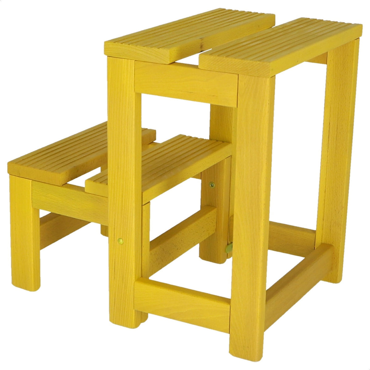 Taburete escalera 2 peldaños madera amarillo 32x23x40 cm (5)