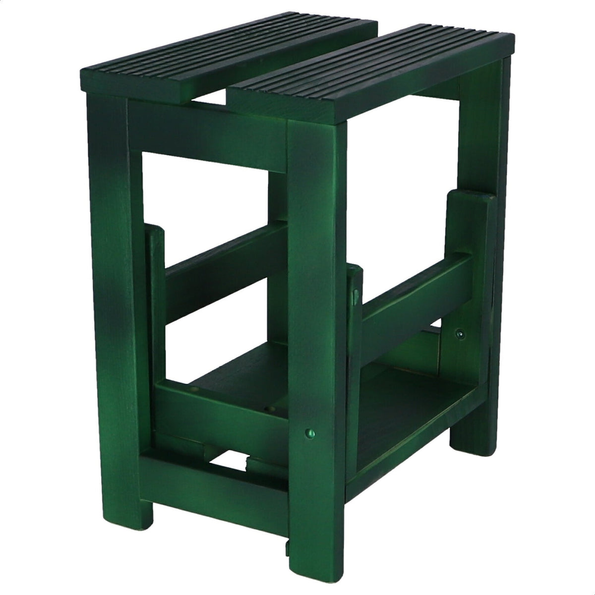 Taburete escalera 2 peldaños madera verde 32x23x40 cm (3)