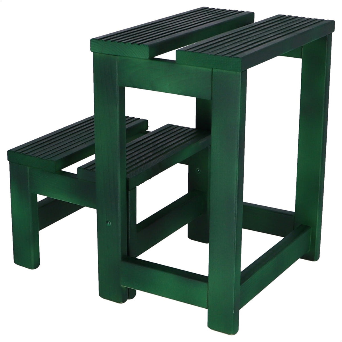 Taburete escalera 2 peldaños madera verde 32x23x40 cm (5)