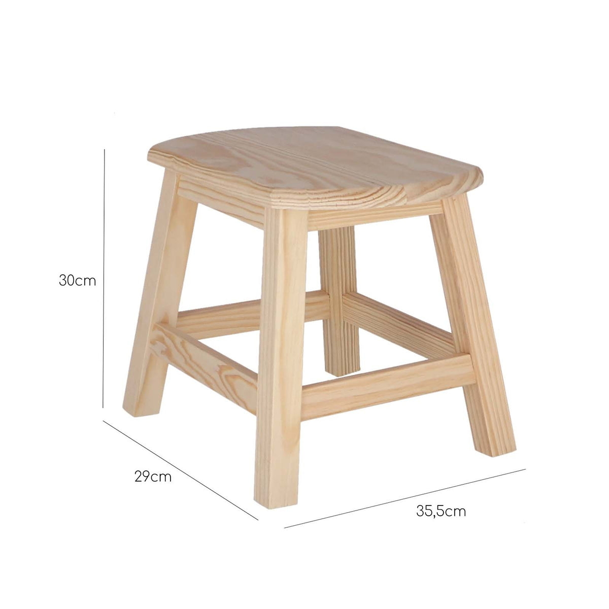 Taburete oval madera sin barniz 36x29x30 cm (3)