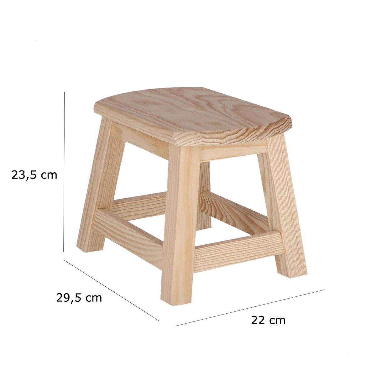 Taburete oval madera sin barniz 30x22x24 cm (3)