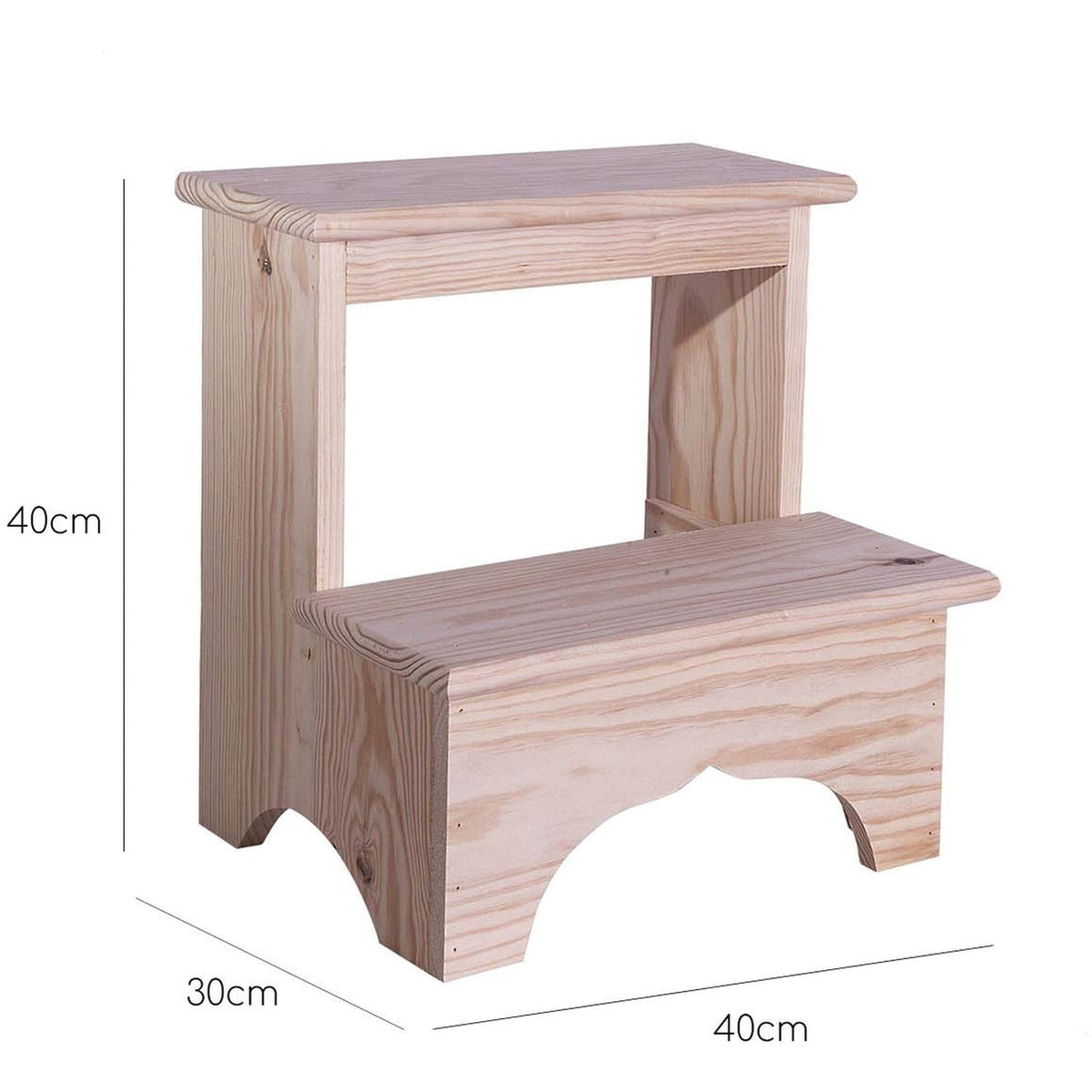 Taburete escalón madera sin barniz 40x30x40 cm (3)