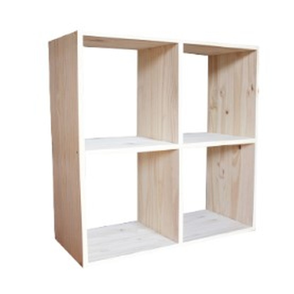 Cubo de almacenamiento madera 4 compartimentos 70x30x70 cm