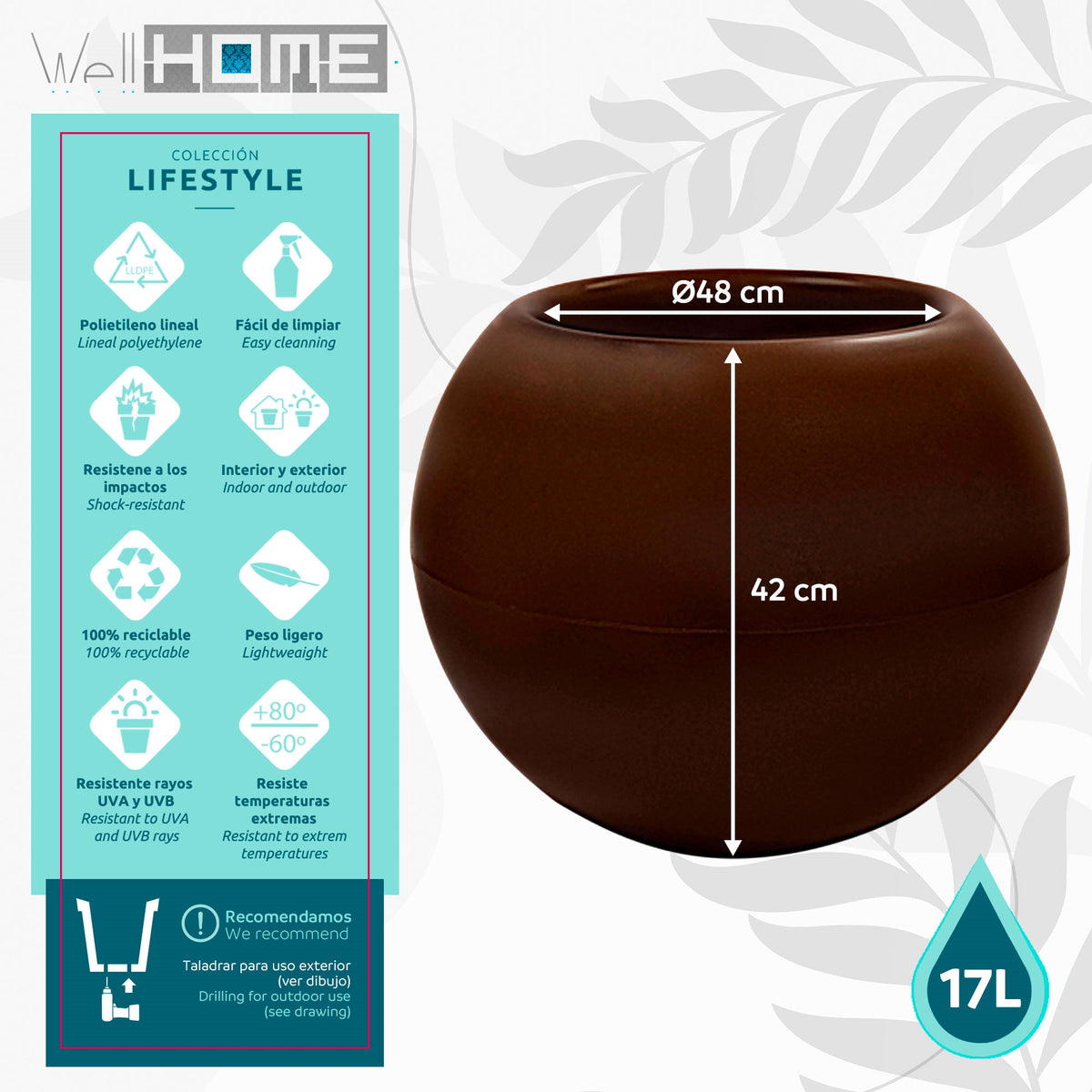 Maceta omega plástico Ø48x42cm antracita (2)