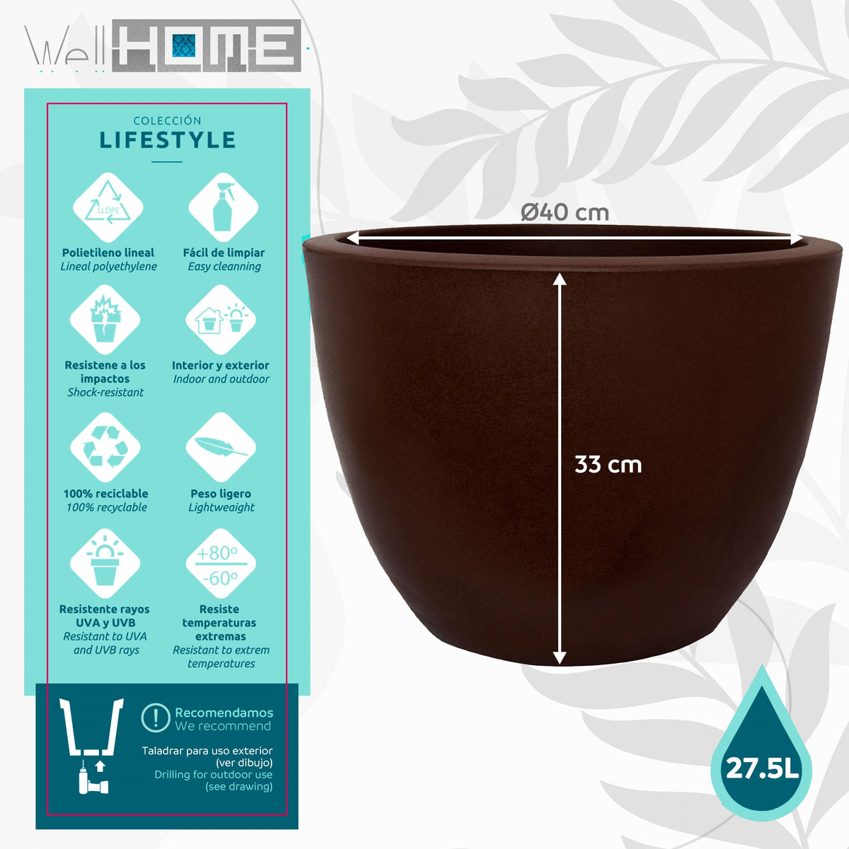Maceta Ordesa Ø40 cm antracita (2)