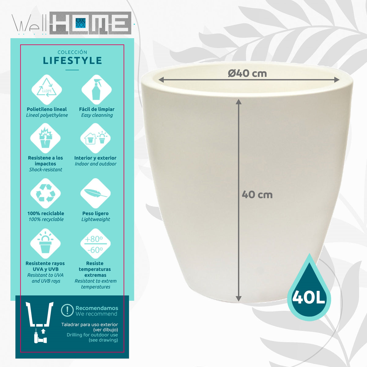 Maceta Accord Ø40 cm blanca (2)