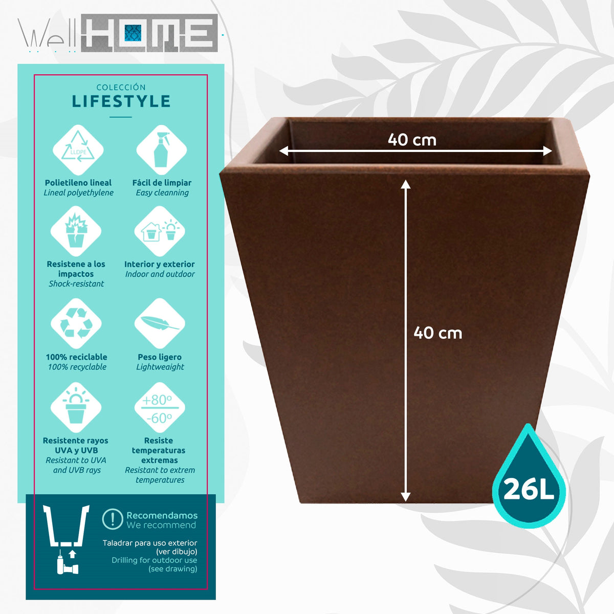 Maceta Orion 26L bronce (2)