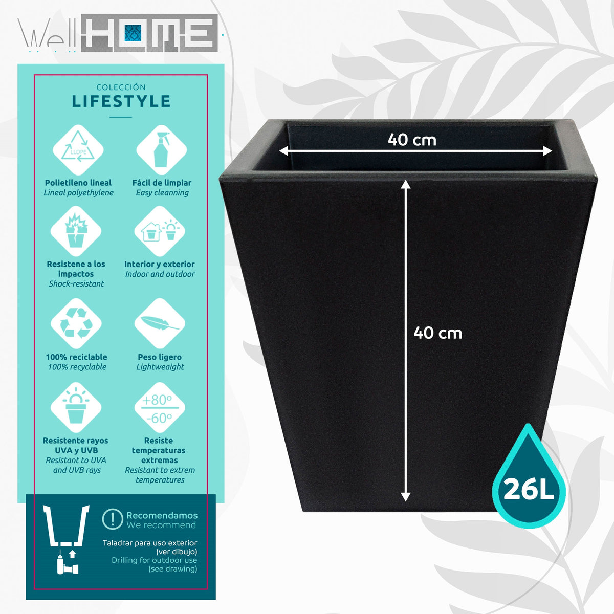 Maceta Orion 26L antracita (2)