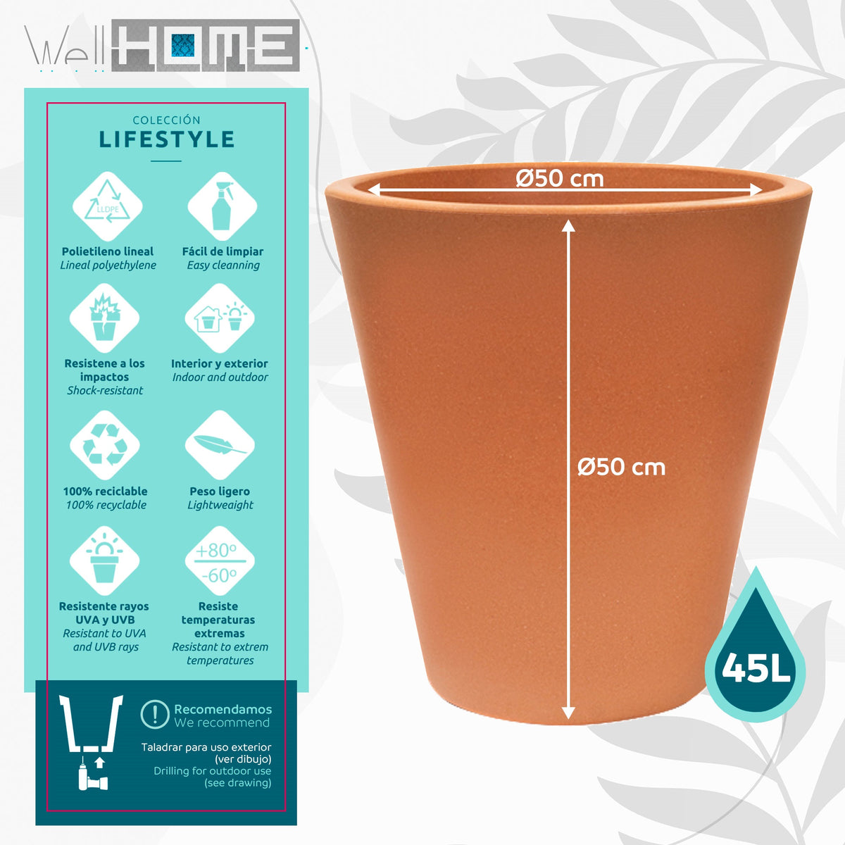 Maceta Corsa Ø50 cm terracota (2)