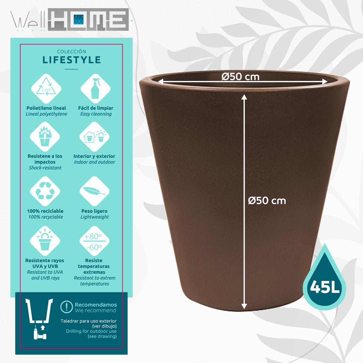 Maceta Corsa Ø50 cm marrón (2)