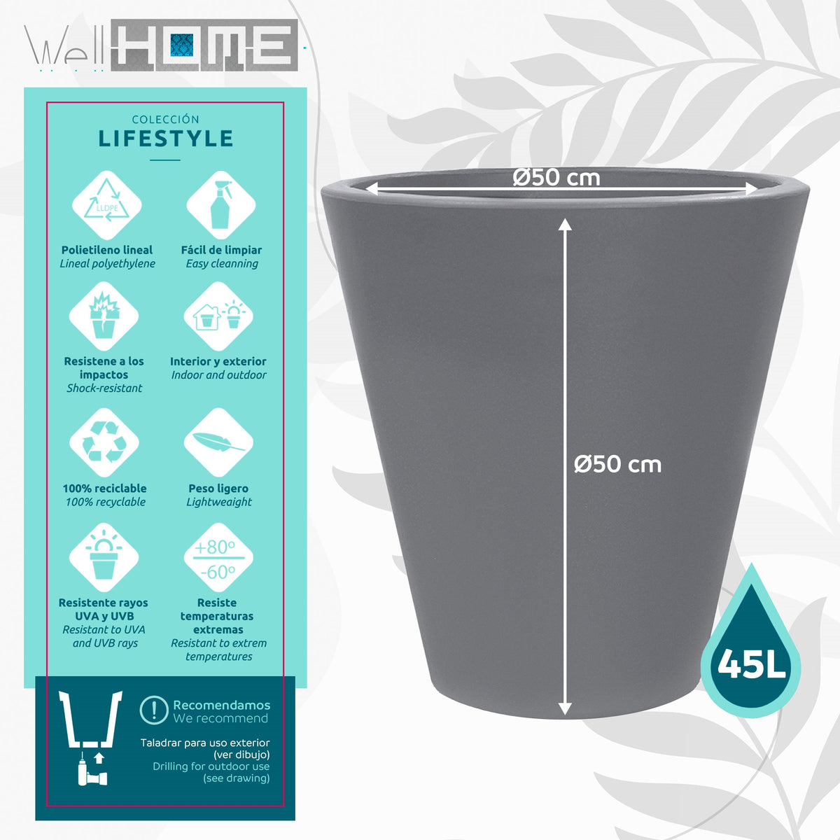 Maceta Corsa Ø50 cm gris (2)