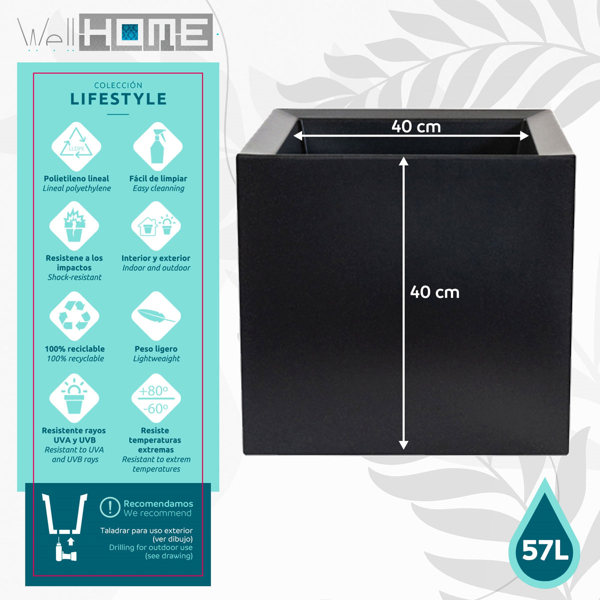 Maceta Cubo Dan-i 57L antracita (2)
