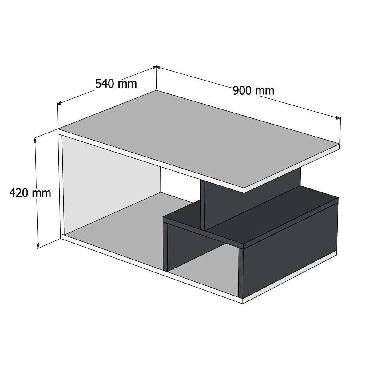 Mesa de centro melamina nogal y blanco 90x42x54 cm (5)