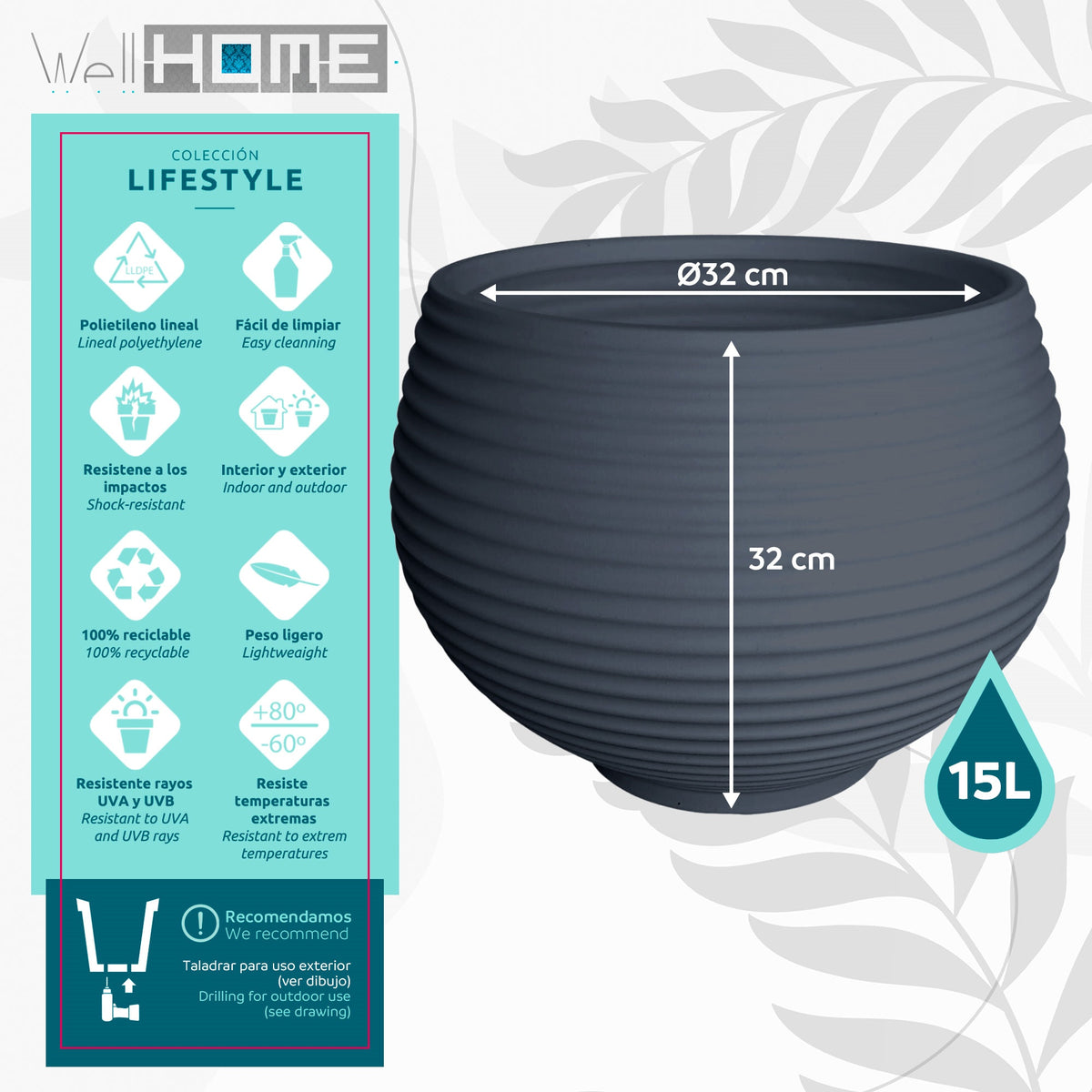 Maceta Zafira Ø32 cm azul (2)