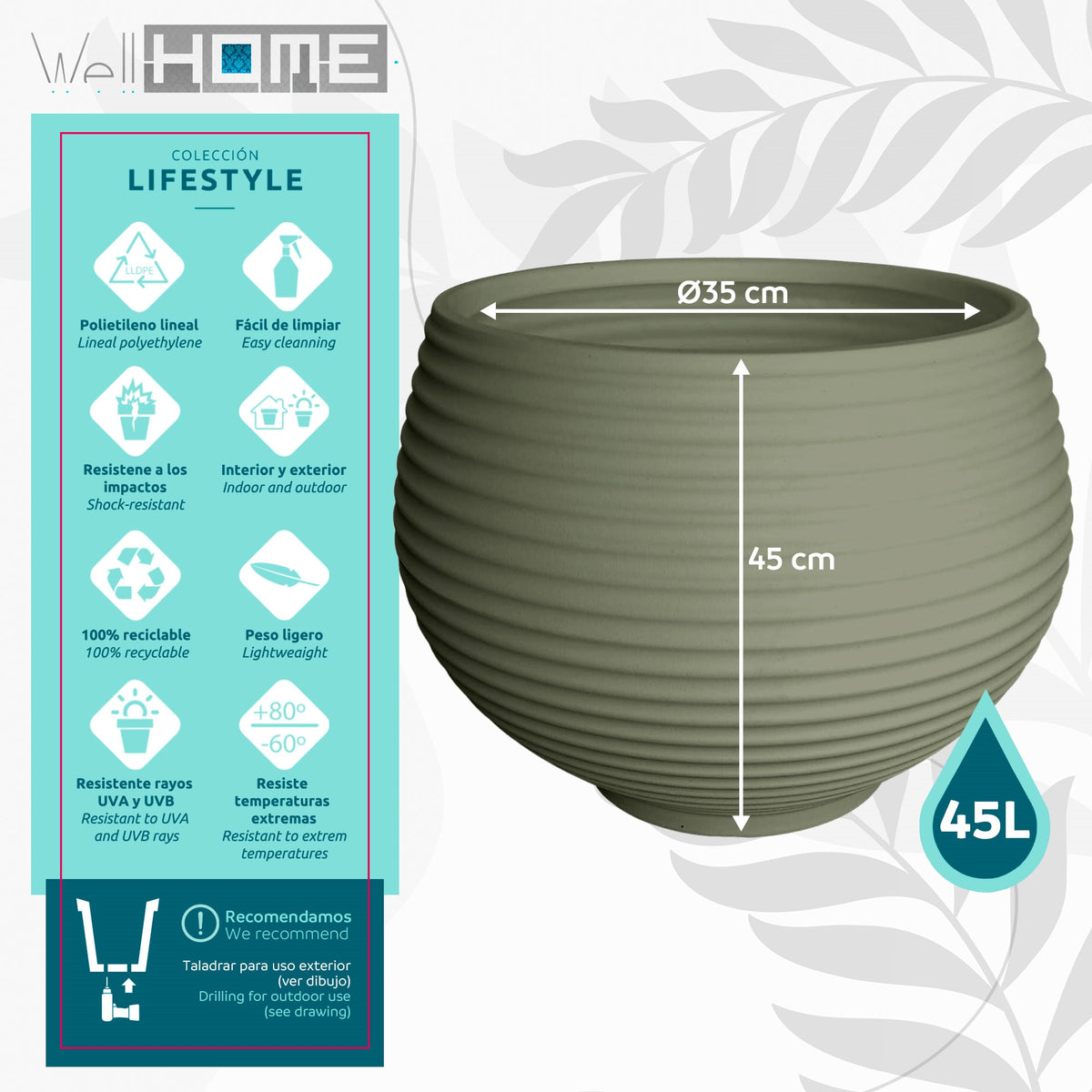 Maceta Zafira Ø35 cm verde (2)