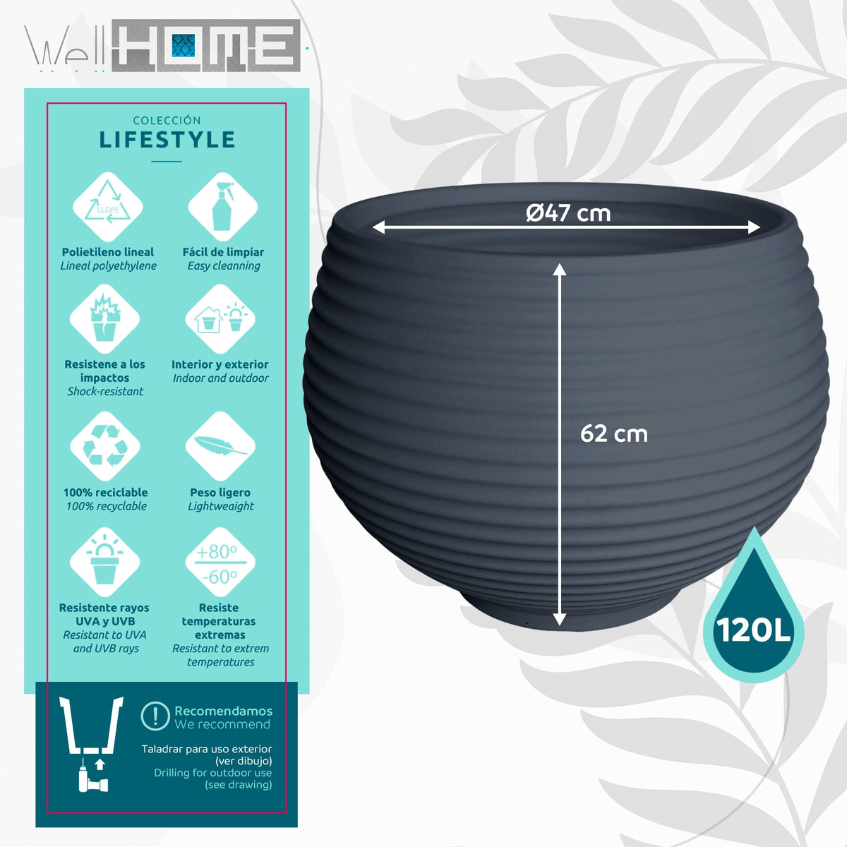 Maceta Zafira Ø47 cm azul (2)