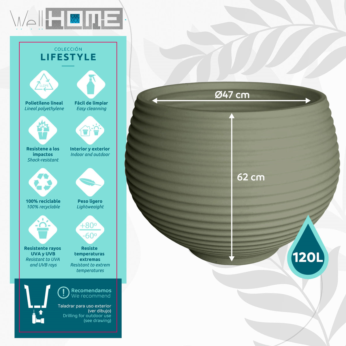 Maceta Zafira Ø47 cm verde (2)