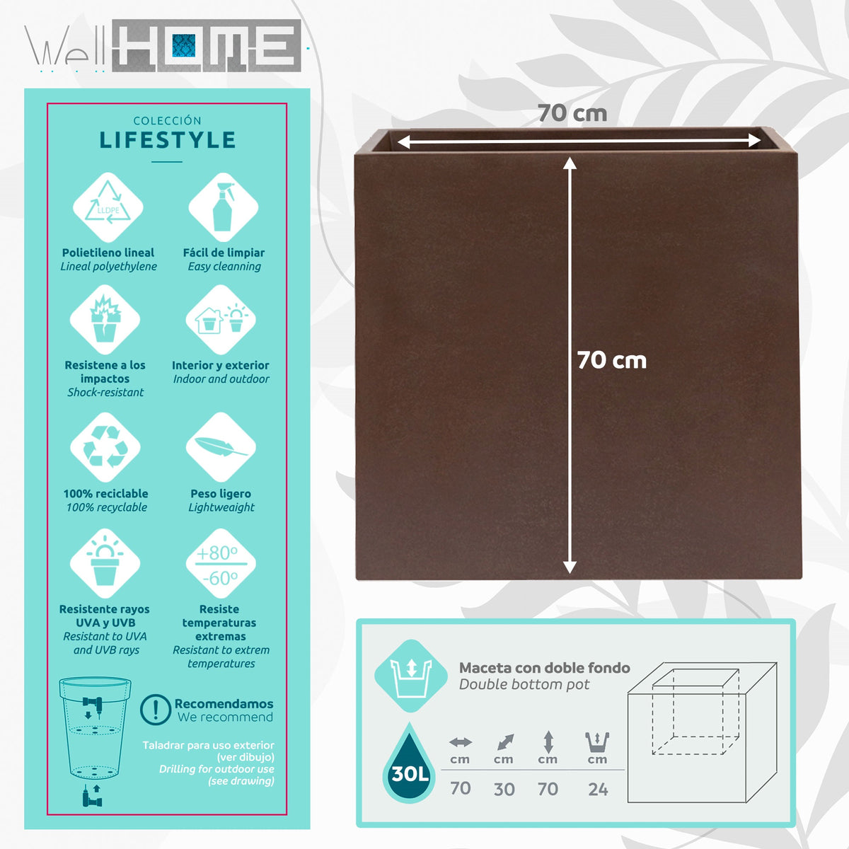 Macetero mural Astra 30L bronce (2)