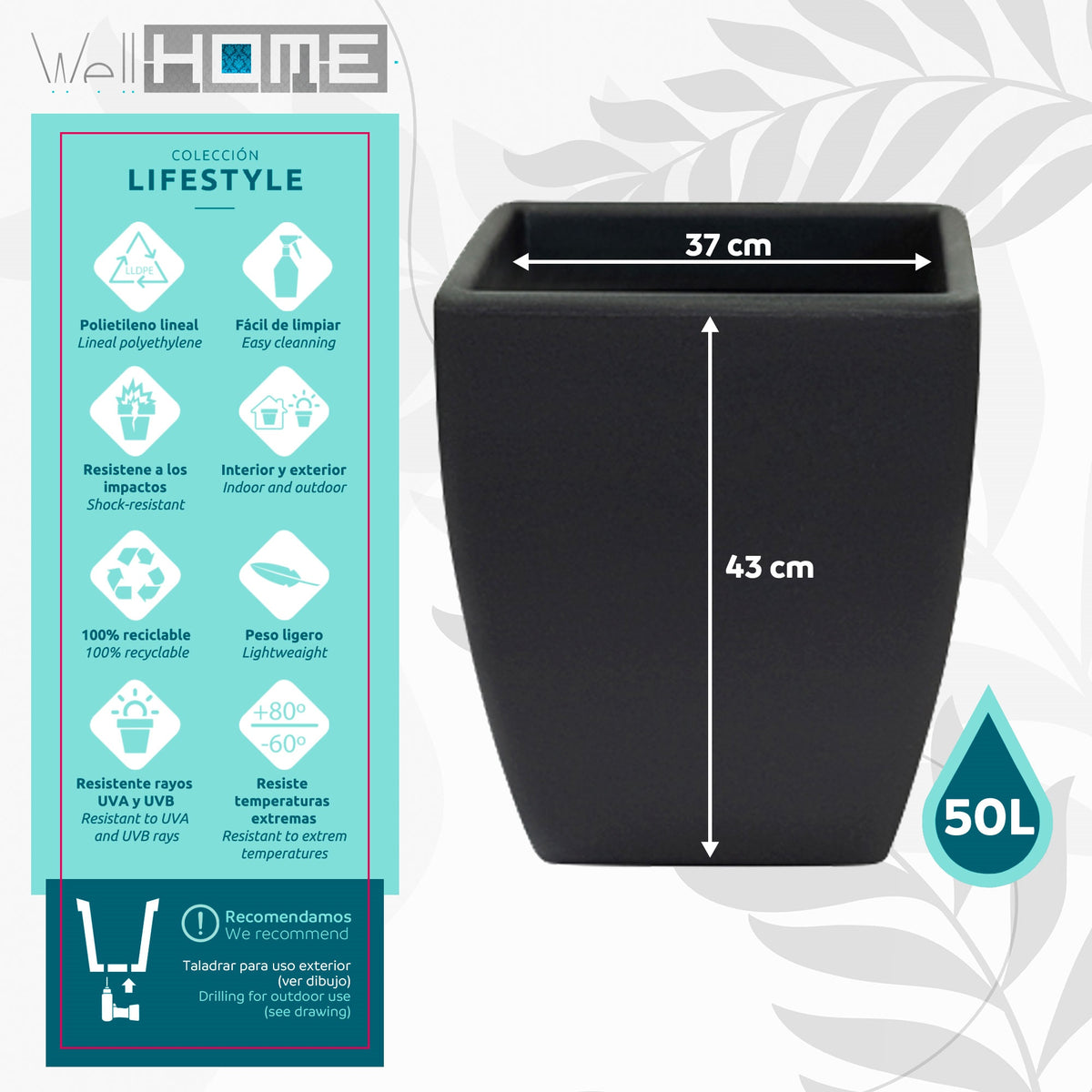 Maceta Teruel 50L antracita (2)