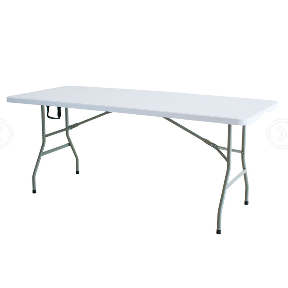 Mesa plegable multifuncional 180x74x74cm con asa blanco