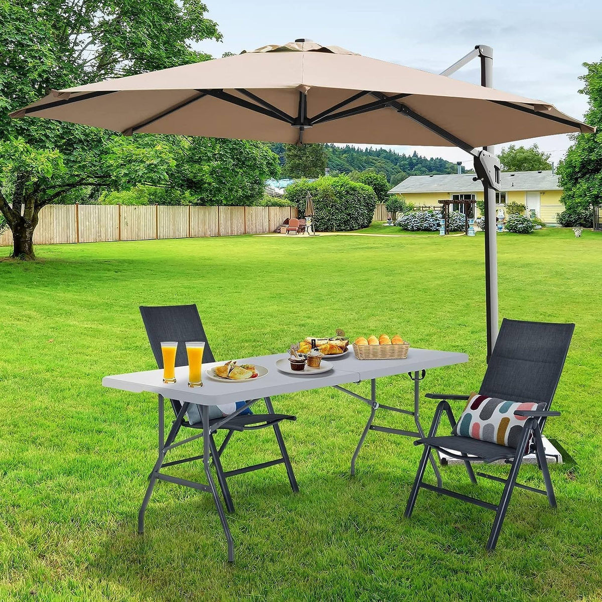 Mesa plegable multifuncional 180x74x74cm con asa blanco (5)